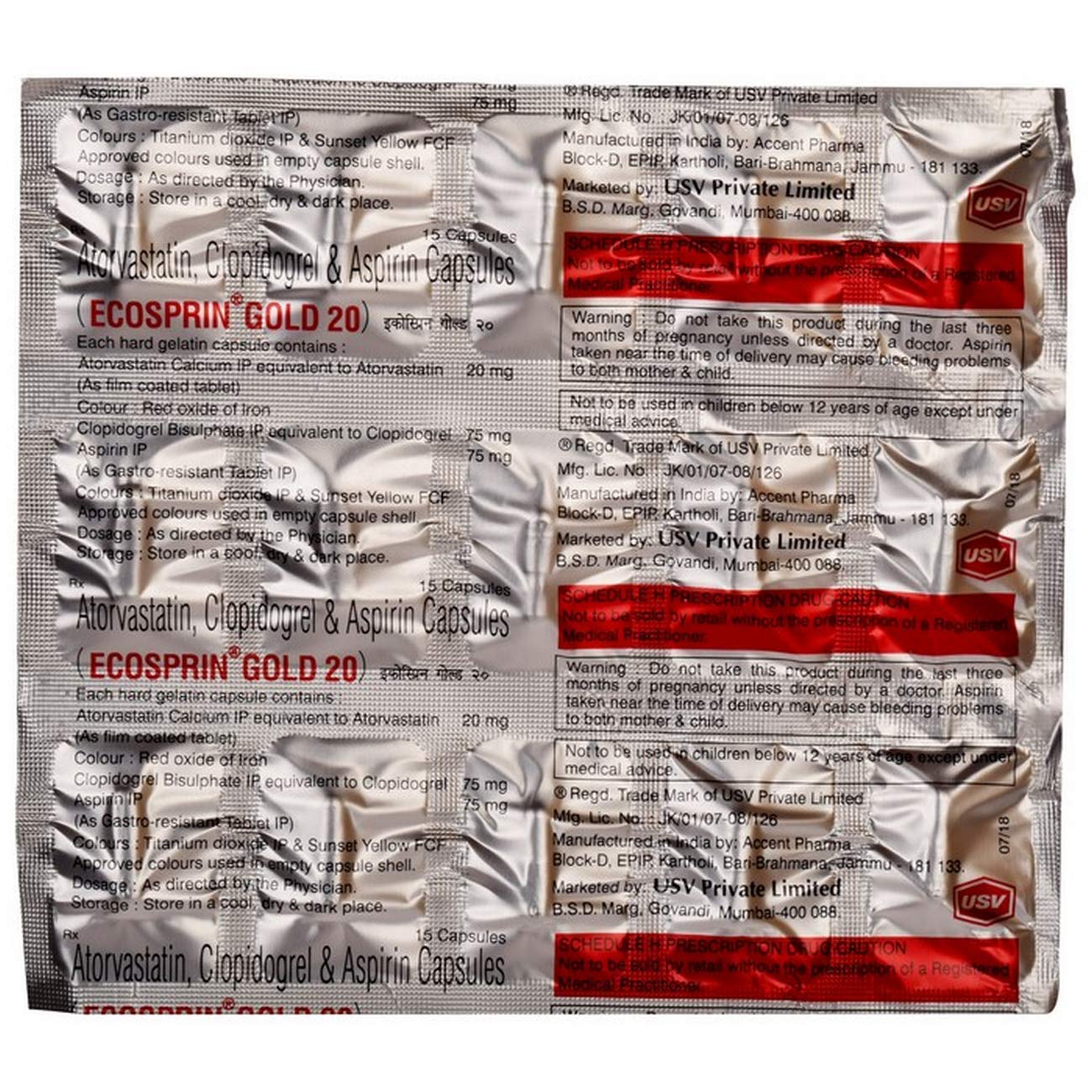 ECOSPRIN GOLD 20MG CAPSULE